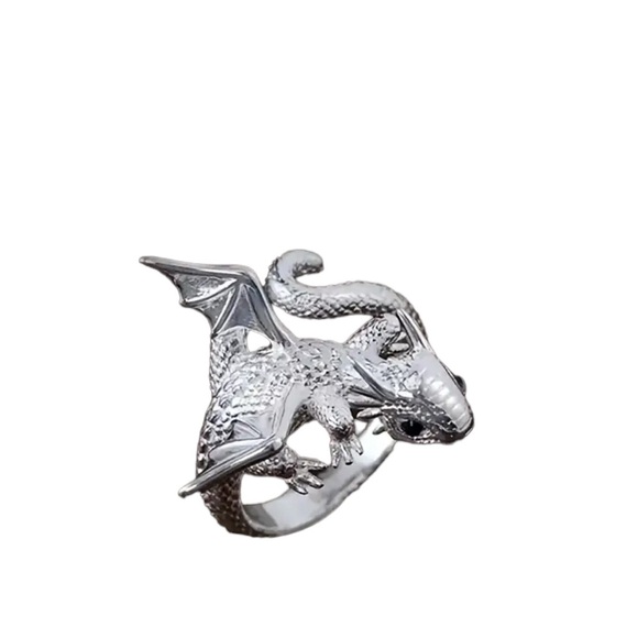 Silver Mythical Dragon Wrap Around Ring - Picture 3 of 6